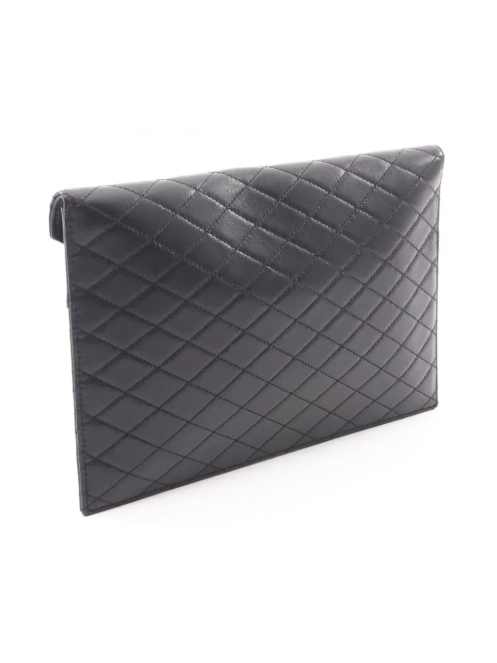 Saint Laurent Paris Clutch Gabby Black Leather Flap Chain